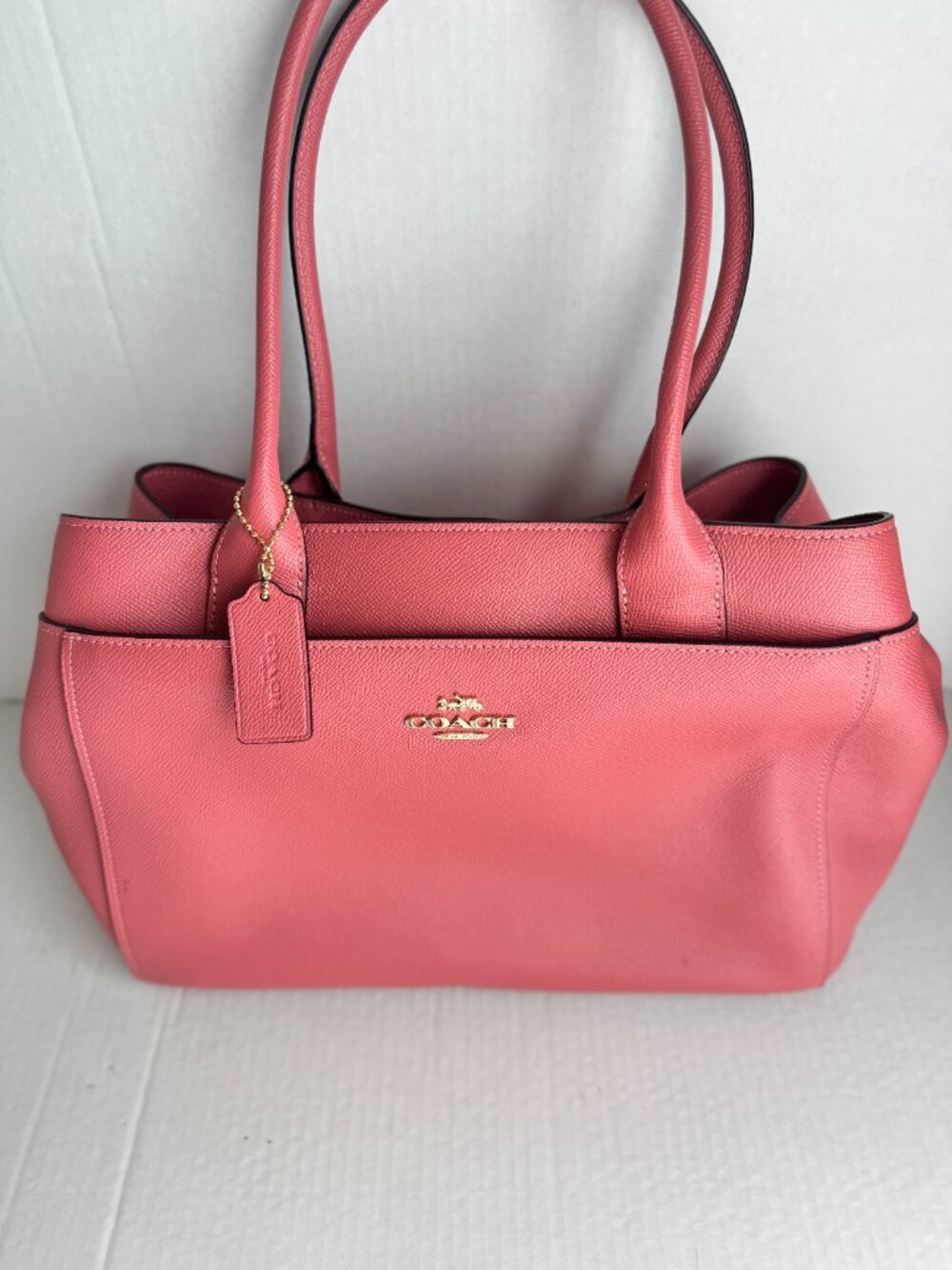 Coach Casey Tote Crossgrain Leather Gold Hardware Mauve Old Rose Pre-owned - Picture 4 of 13